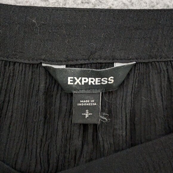 Express Square Neck Blouse Womens Black Long Balloon Sleeve Pullover Top Size S - Picture 4 of 10